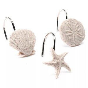 Sonoma Goods Cream Coastal Sand Dollar Sea Shell 12 pk Shower Curtain Hooks New